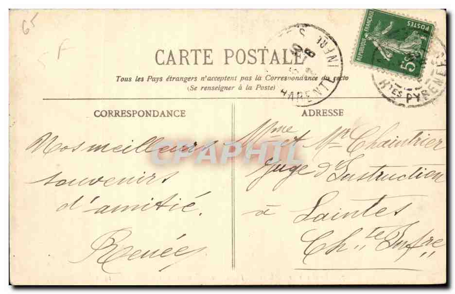 Cauterets - Le Lac d'Estom alt 1782 - CPA  — Verso