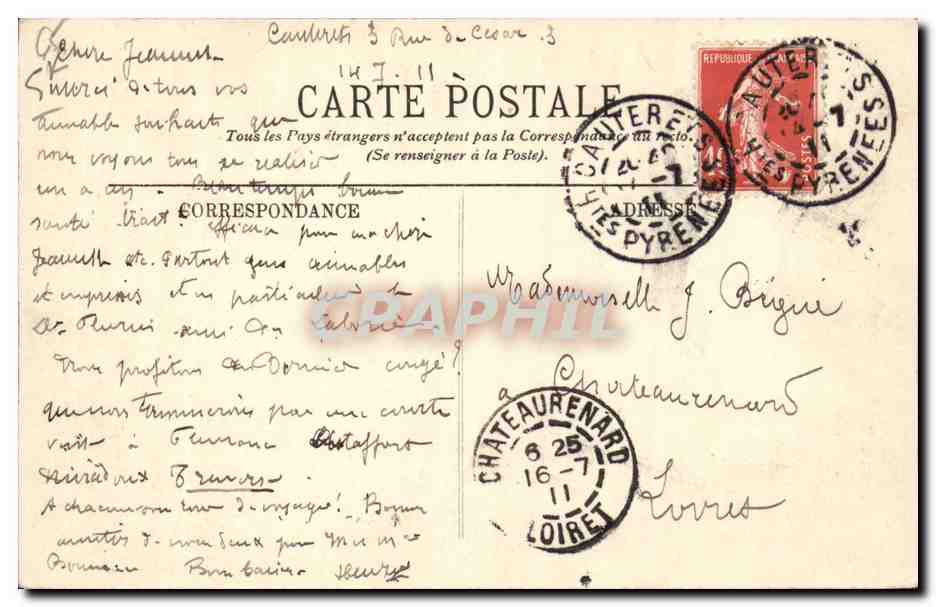 Environ de Cauterets — Cascade du Lac d’Eston — LL, n°93 — Rückseite
