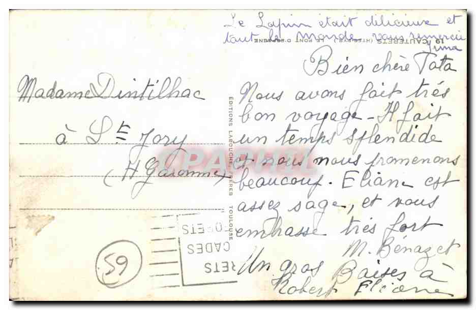 Pont de la Cascade — Élèves — Éditeur Elfe — Verso