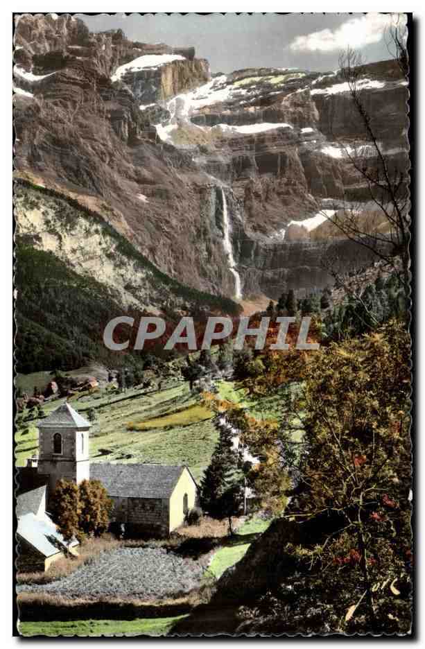 Gavarnie CPA Le cirque la grande cascade L'eglise