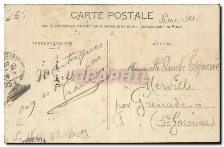 Les Hautes-Pyrénées — Gouffre du Gave d'Estom — éditeur anonyme, n° 754 — Verso
