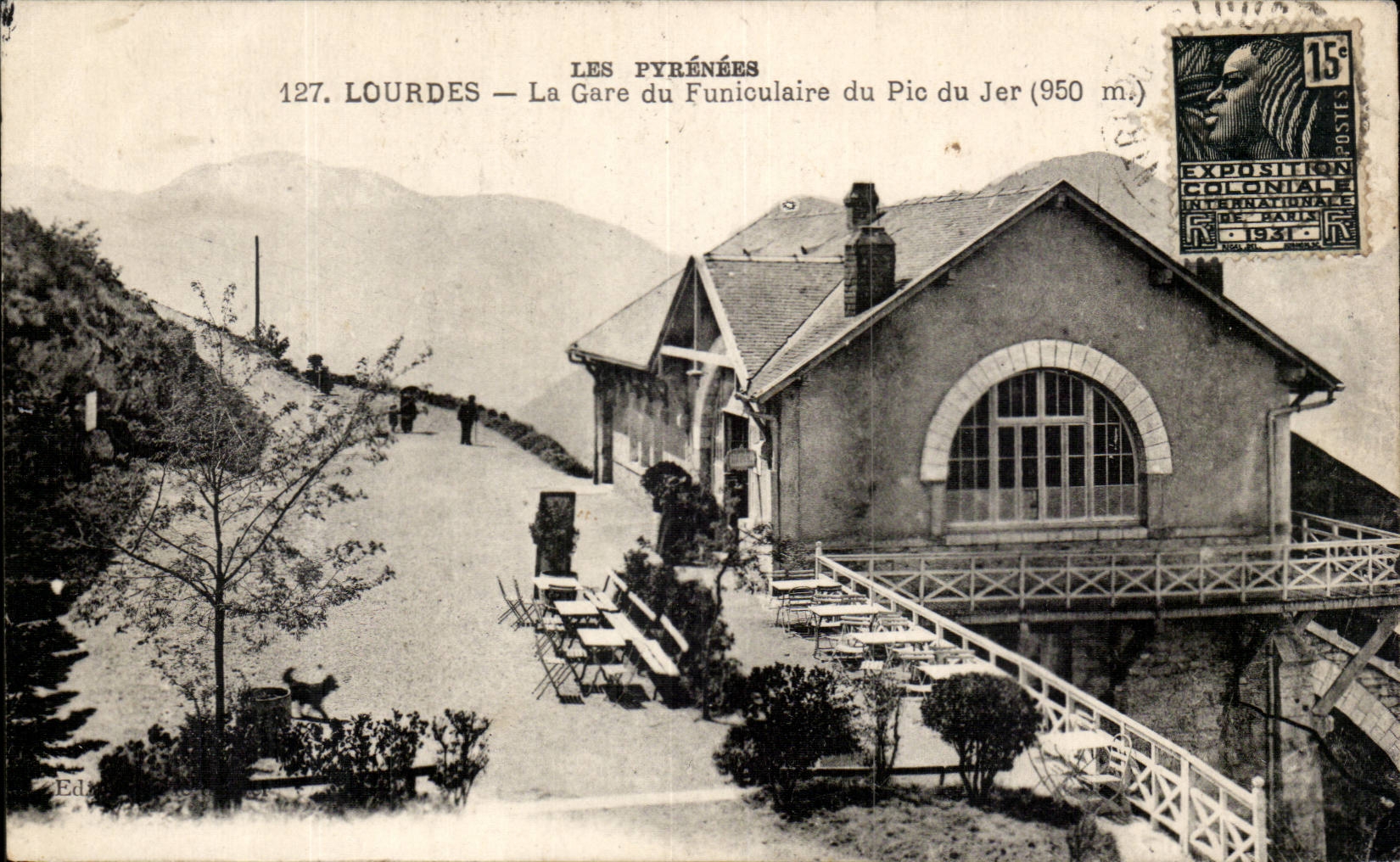 CPA Lourdes La gare du funiculaire du Pic du Jer (950m)