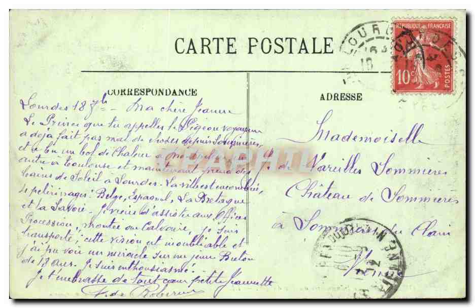 CPA Lourdes le funiculaire du Pic du Jer — Verso