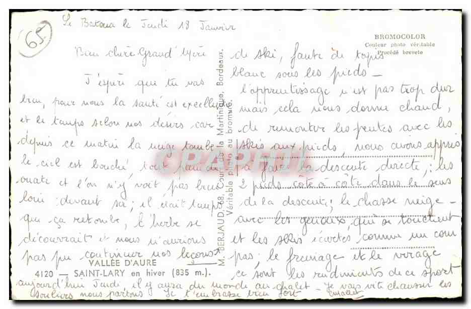 Saint-Lary — Vue de la station et du village en hiver — éditeur Lito — Verso