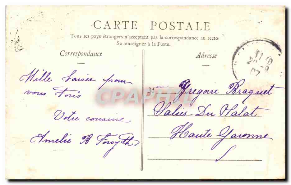 CPA Lourdes Grotte de Nd de Lourdes — Verso