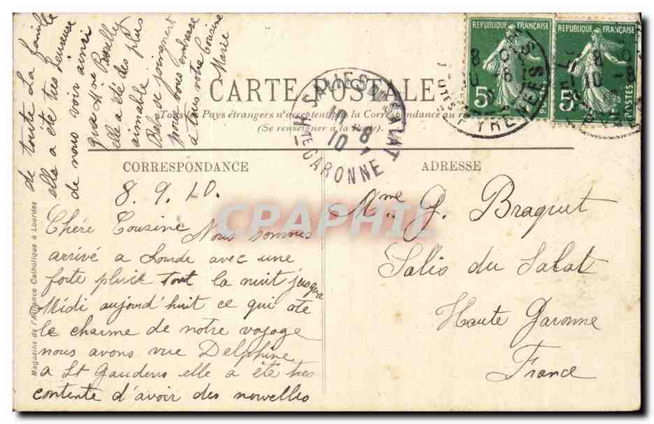 CPA Lourdes La priere aux piscines — Rückseite