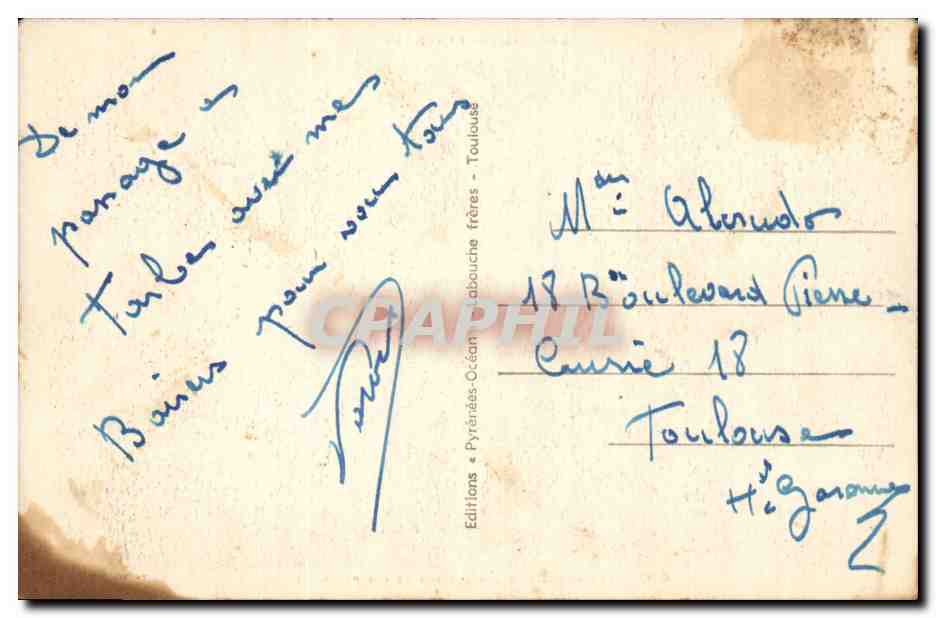 Tarbes - Vue sur l'Adour et les Pyrénées — T. W. 45, n° 450 — Rückseite