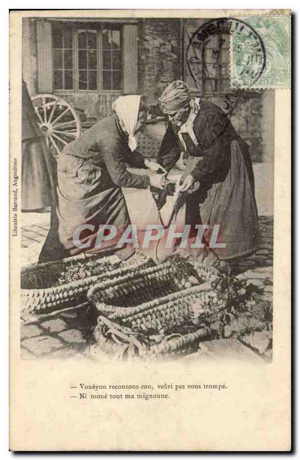 CPA Voueyon recontons zou veuri pas vous trompe Paysans Folklore TOP machandes