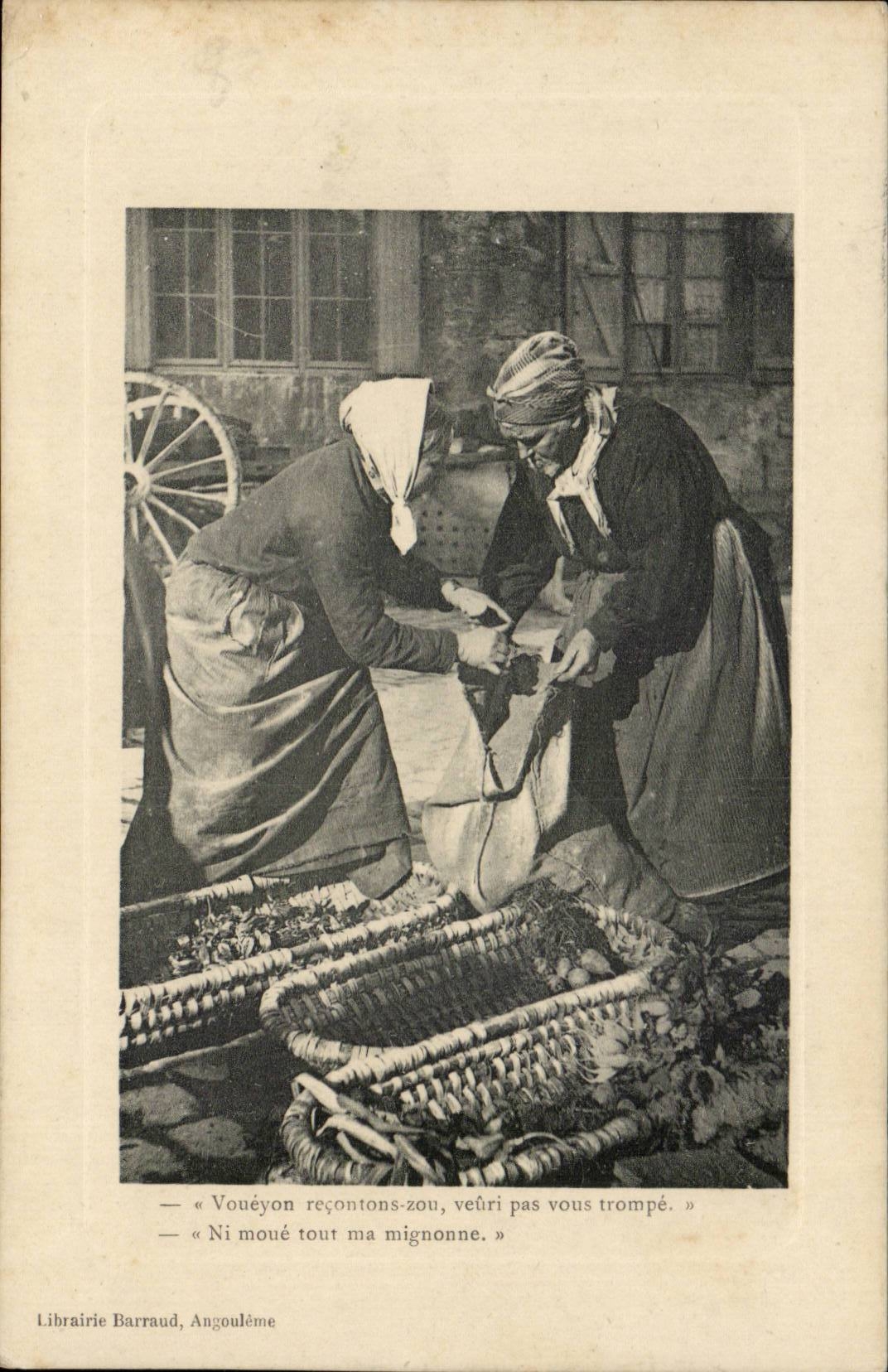 Zwei Frauen am Markt — Librairie Barraud, Angoulême