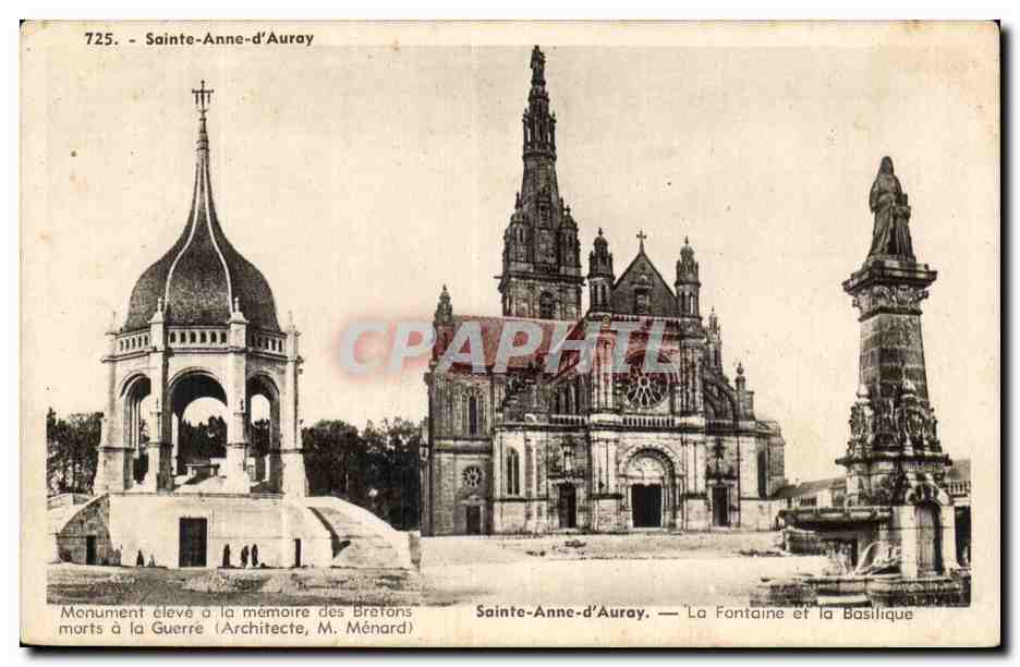 Saint Anne d'Auvray CPA La fontaine et la basilique