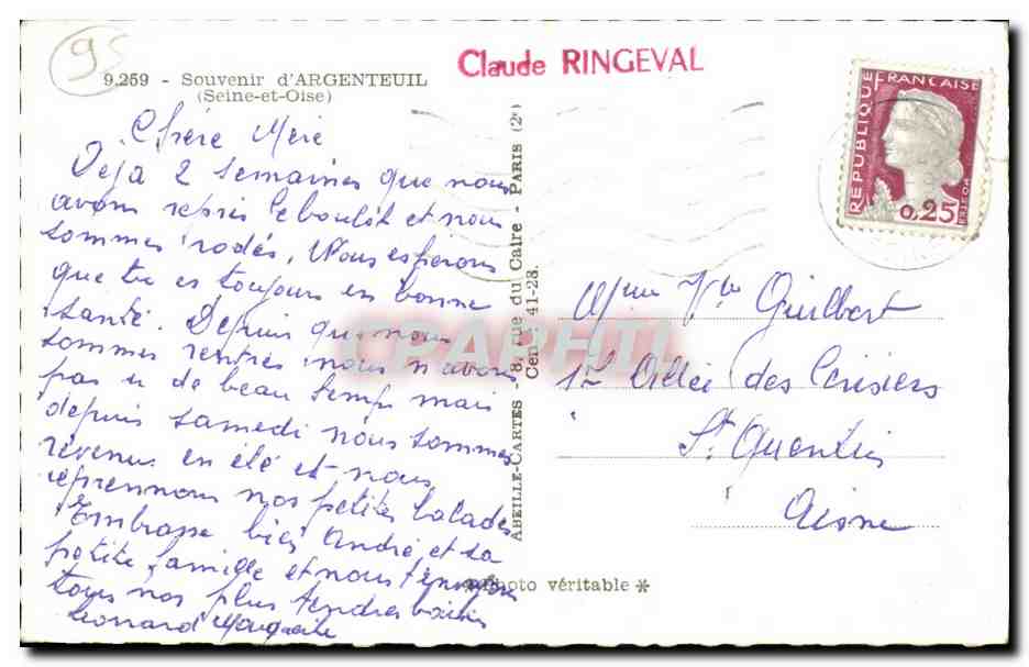 Argenteuil CPM  — Verso