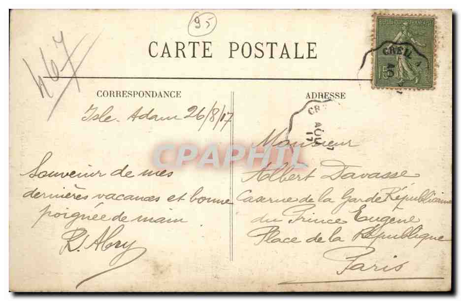 L'isle Adam CPA les bords de l'oise Les ecluses l'embarcadere et la plage — Rückseite