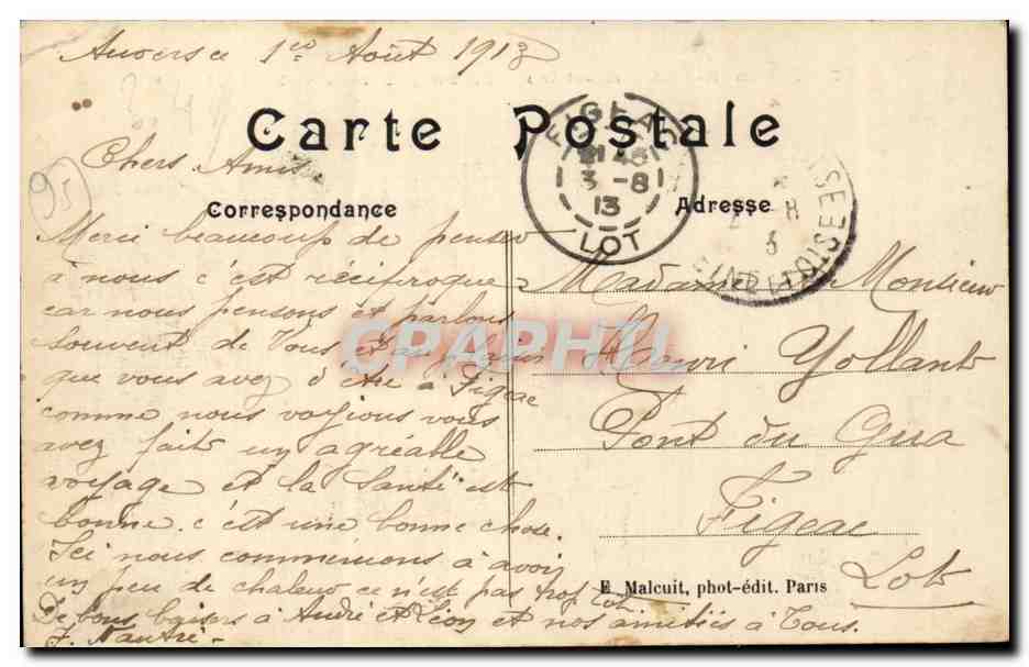 L'ISLE-ADAM (S.-et-O.) — La Plage vers le Gabonillet — E. Malcuit, phot.-édit. Paris, n° 2792 — Rückseite
