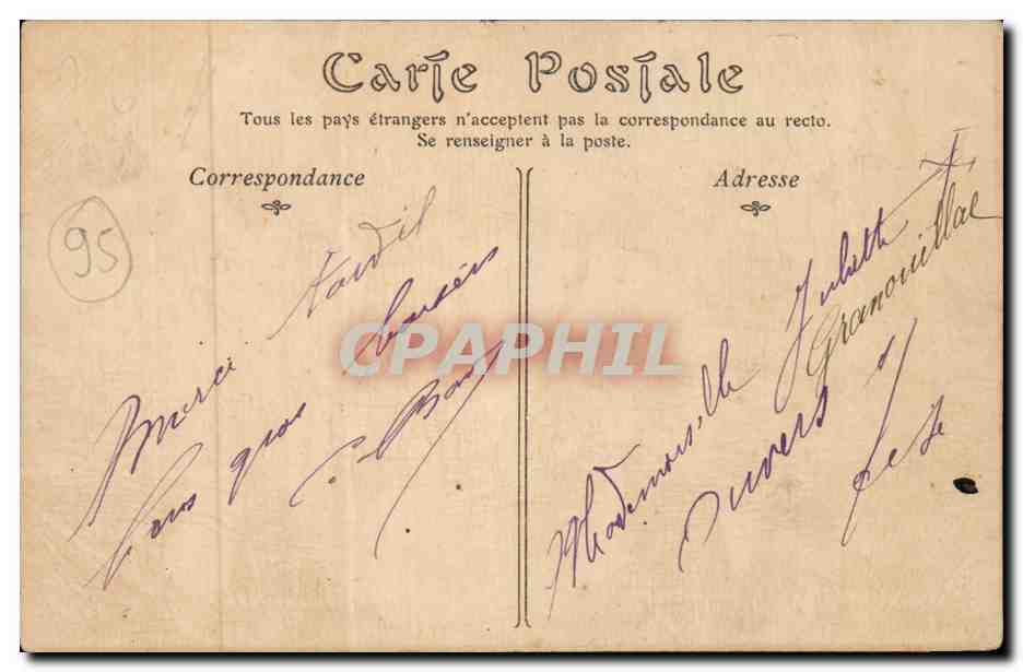 Pontoise CPA Place du parc aux Charrettes — Back