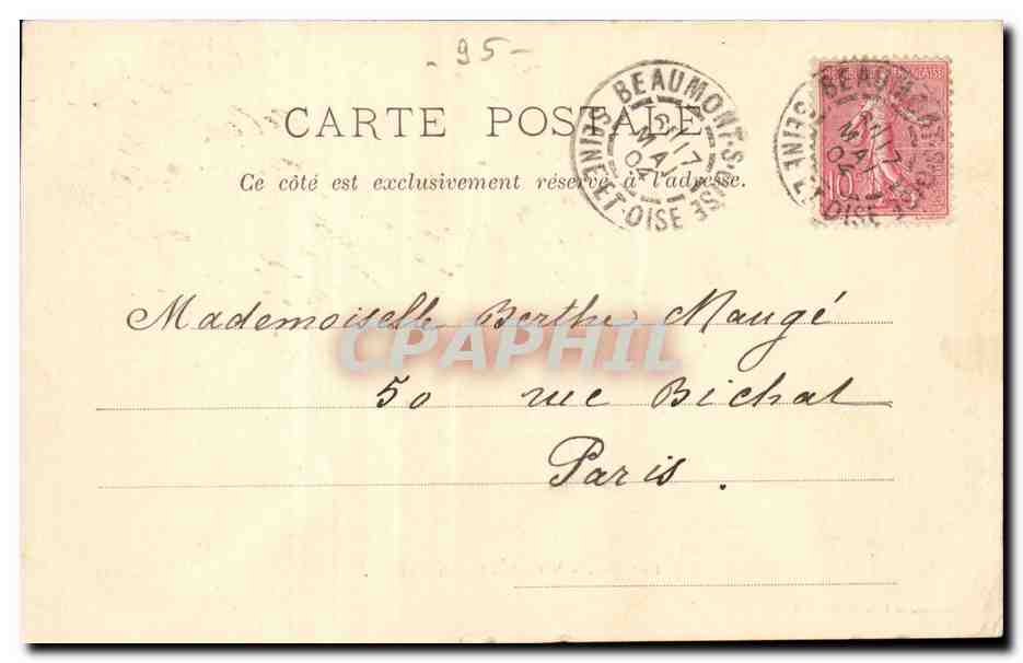 Pontoise CPA Vue de l'ile du Pothuis — Rückseite