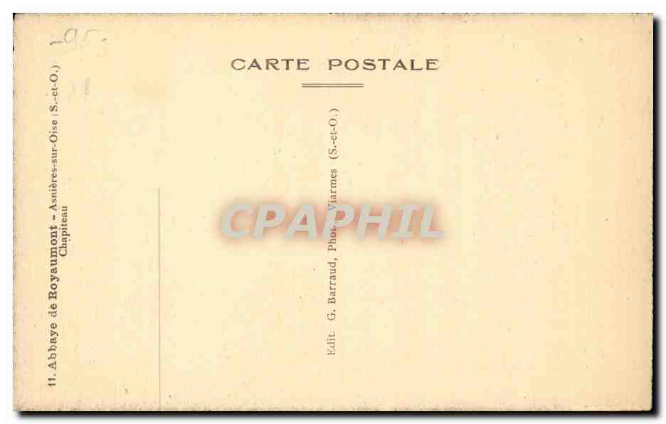 CPA Abbaye de Royaumont Asnieres sur Oise Chapiteau — Back