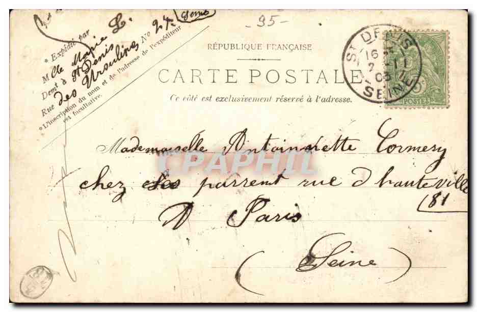 Saint Leu Taverny CPA Fontaine de la rue de Boissy — Rückseite