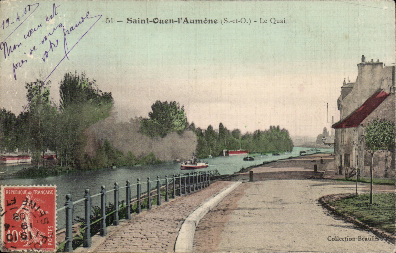 Saint Ouen l'aumone CPA Le quai (carte toilee)