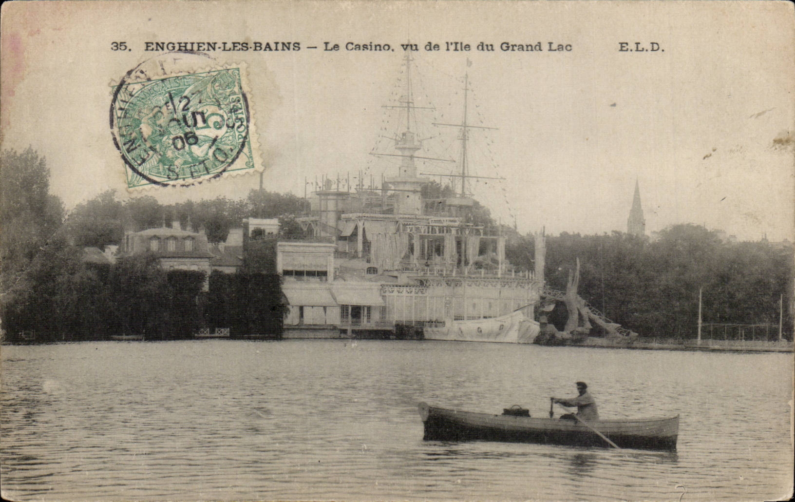 Enghien les Bains CPA le casino vu de l'ile du grand lac