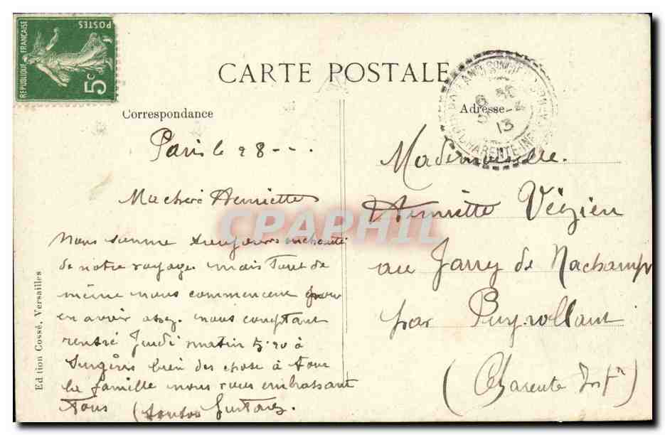 Versailles CPA Palais Chambre de Louis XIV — Verso
