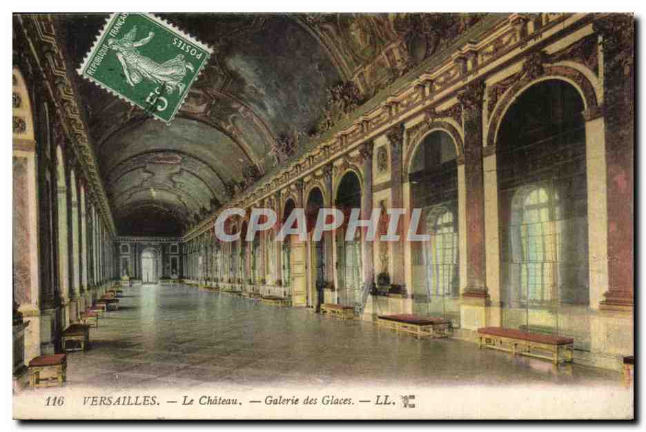 Versailles CPA Le chateau Galerie des Glaces