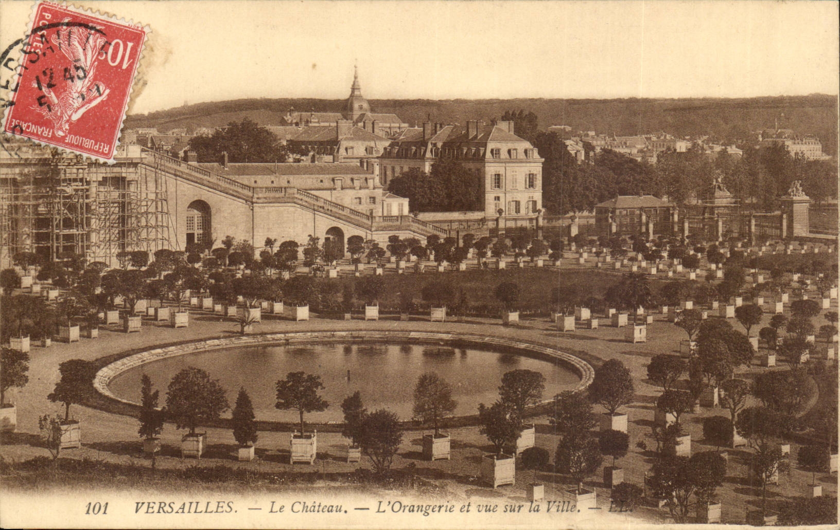 Versailles CPA Chateau L'orangerie et vue sur la ville