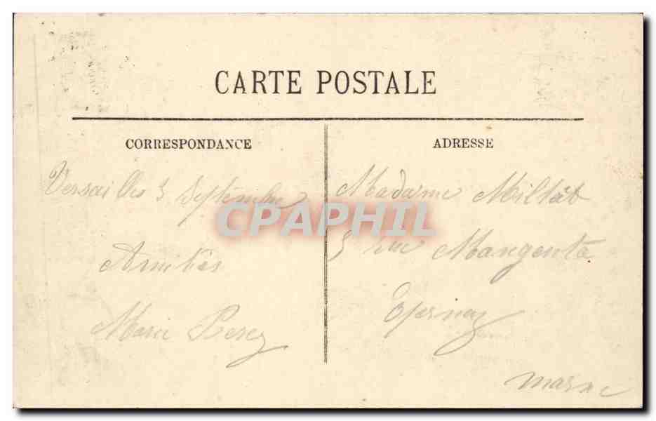 Versailles CPA Vue generale prise a vol d'oiseau sur le chateau le parc et la ville — Verso