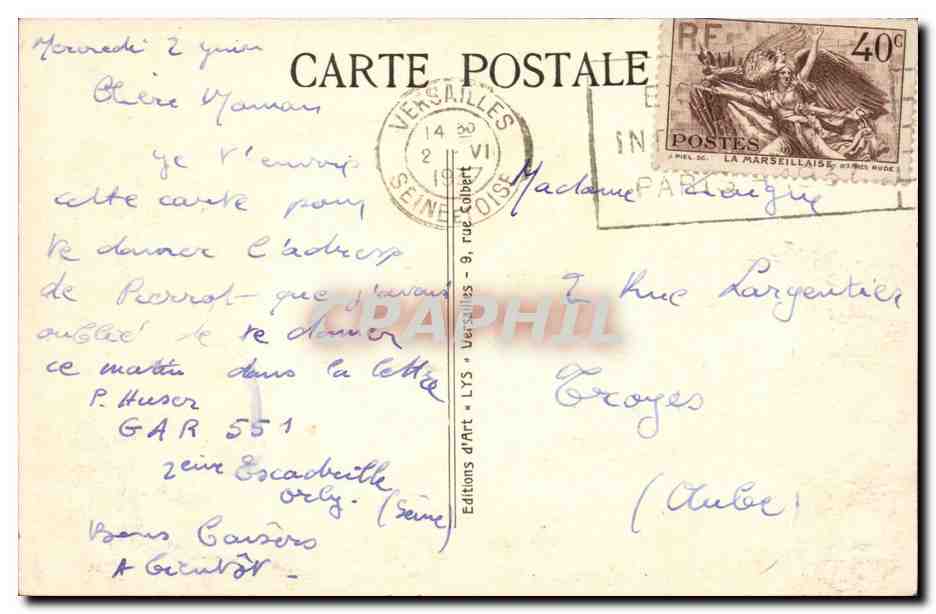 Versailles CPA Bassin de Latone Grandes eaux — Verso