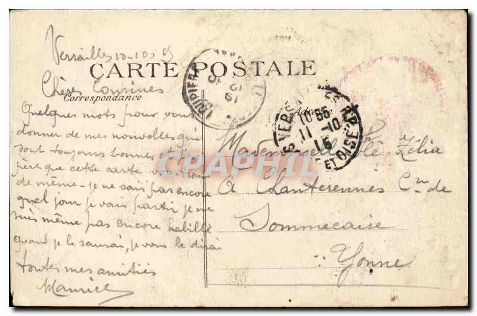 Versailles CPA Vue generale — Verso