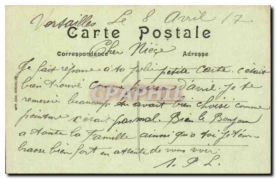 Versailles CPA Parc La nymphe a la coquille — Verso