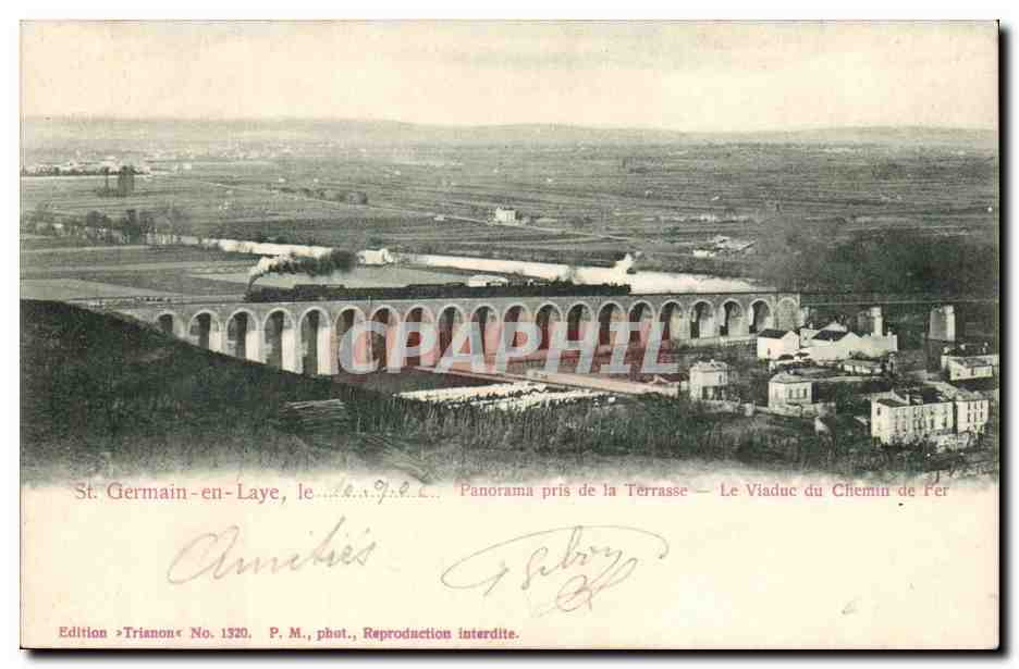St Germain en Laye CPA Panorama pris de la terrasse Le viadux du chemin de fer