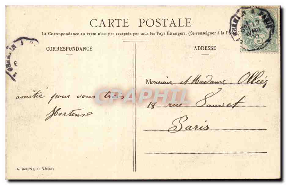 Le VEsinet CPA Les bords du grand lac (femme elegante) — Back