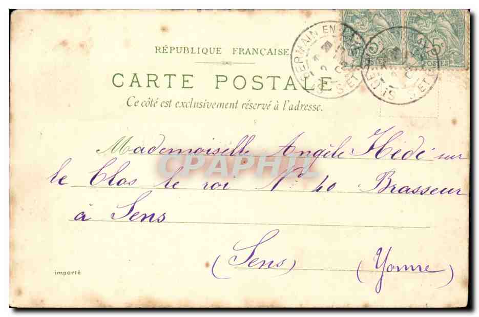 Castillo y Estatua de Thiers — Terraza — Recuerdo de St Germain-en-Laye — Editores L. & A.L. P. M. Hot — Reverso