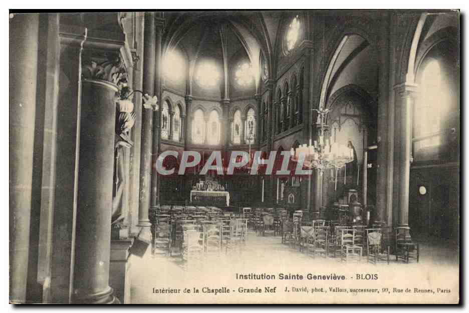 Blois CPA institution Sainte Genevieve Interieur de la chapelle Grande nef