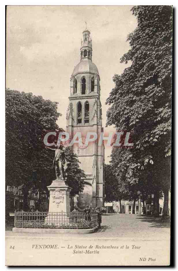 Vendome CPa La statue de Rochambeau et la Tour Saint Martin