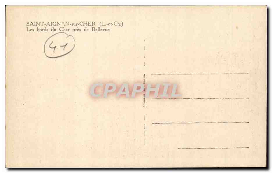 Saint Aignan sur Cher CPA Les bords du Cher pres de Bellevue — Rückseite
