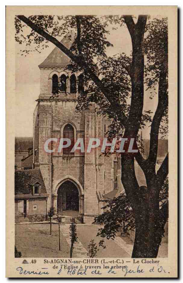 Saint Aignan sur Cher CPA Le clocher de l'eglise a travers les arbres