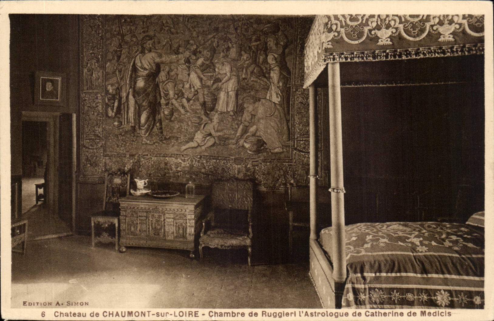 Schloss Chaumont-sur-Loire — Zimmer von Ruggieri, dem Astrologen von Catherine de Médicis — Ausgabe A. Simon, Nr. 6