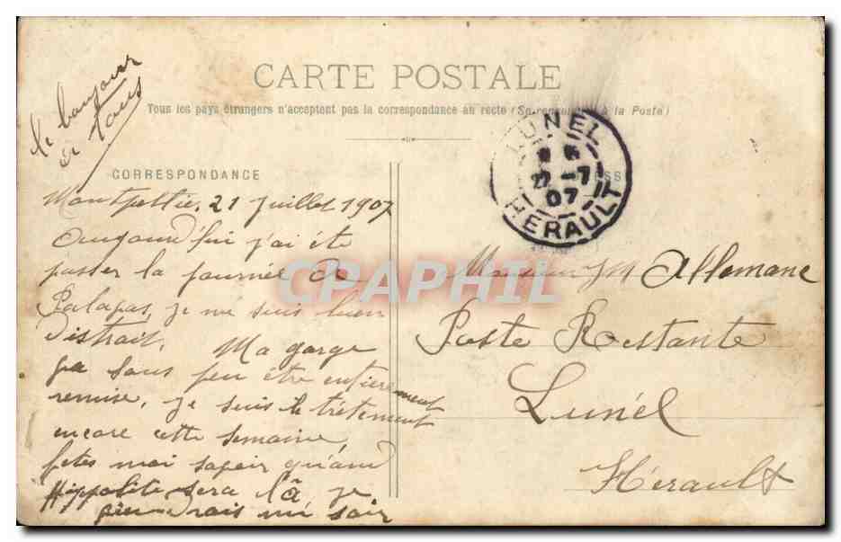 Palavas - Las Joutes — Edición L. J. Alballes, Montpellier, n° 98 — Reverso