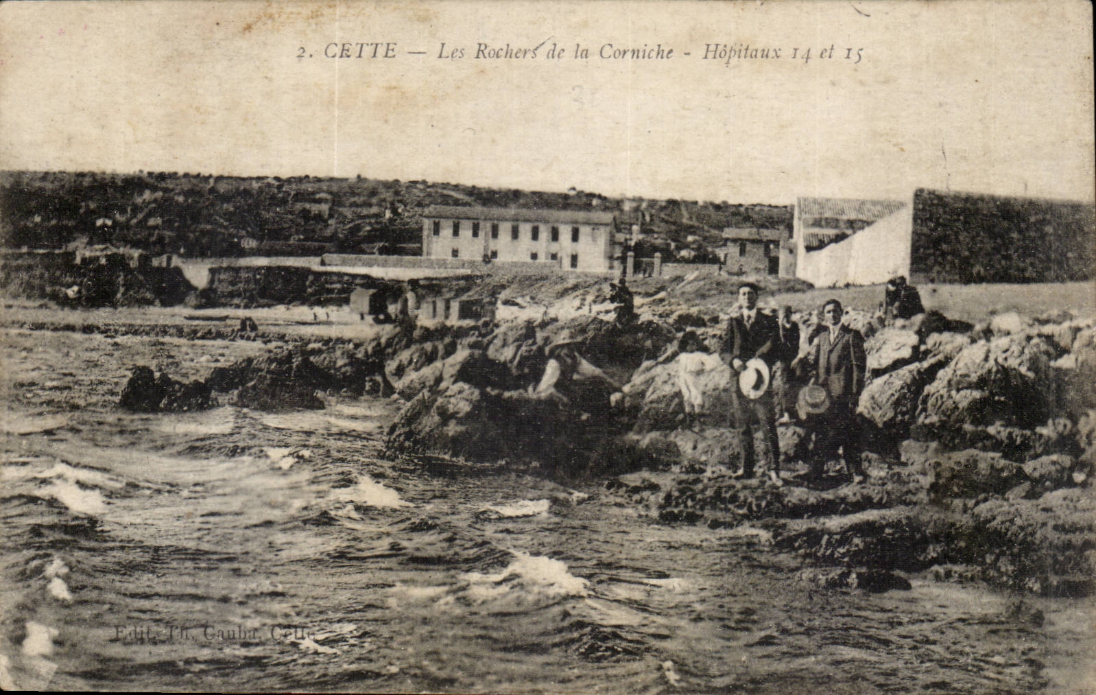 Cette Sete CPA les rochers de la corniche Hopitaux 14 et 15