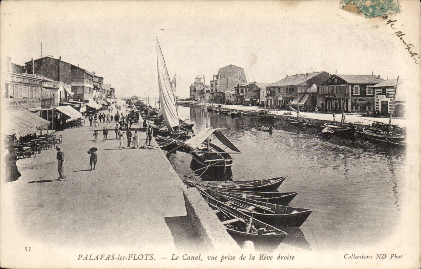 Palavas les Flots CPA Le canal vue prise de la rive droite