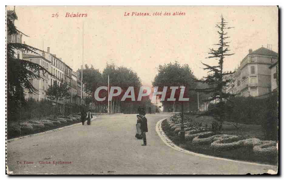 Beziers CPA La plateau cote des allees