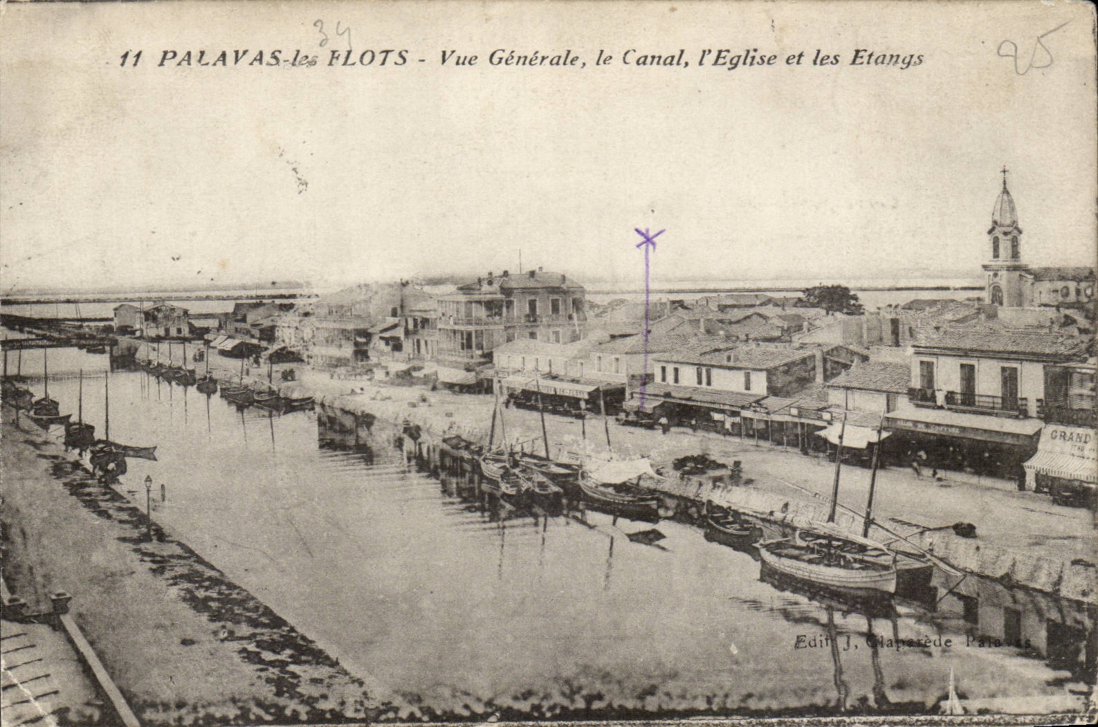 Palavas-les-Flots — Allgemeiner Blick, der Kanal, die Kirche und die Teiche — Edit. J. Chapardère Paris