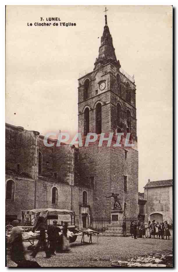 Lunel CPA Le clocher de l'eglise