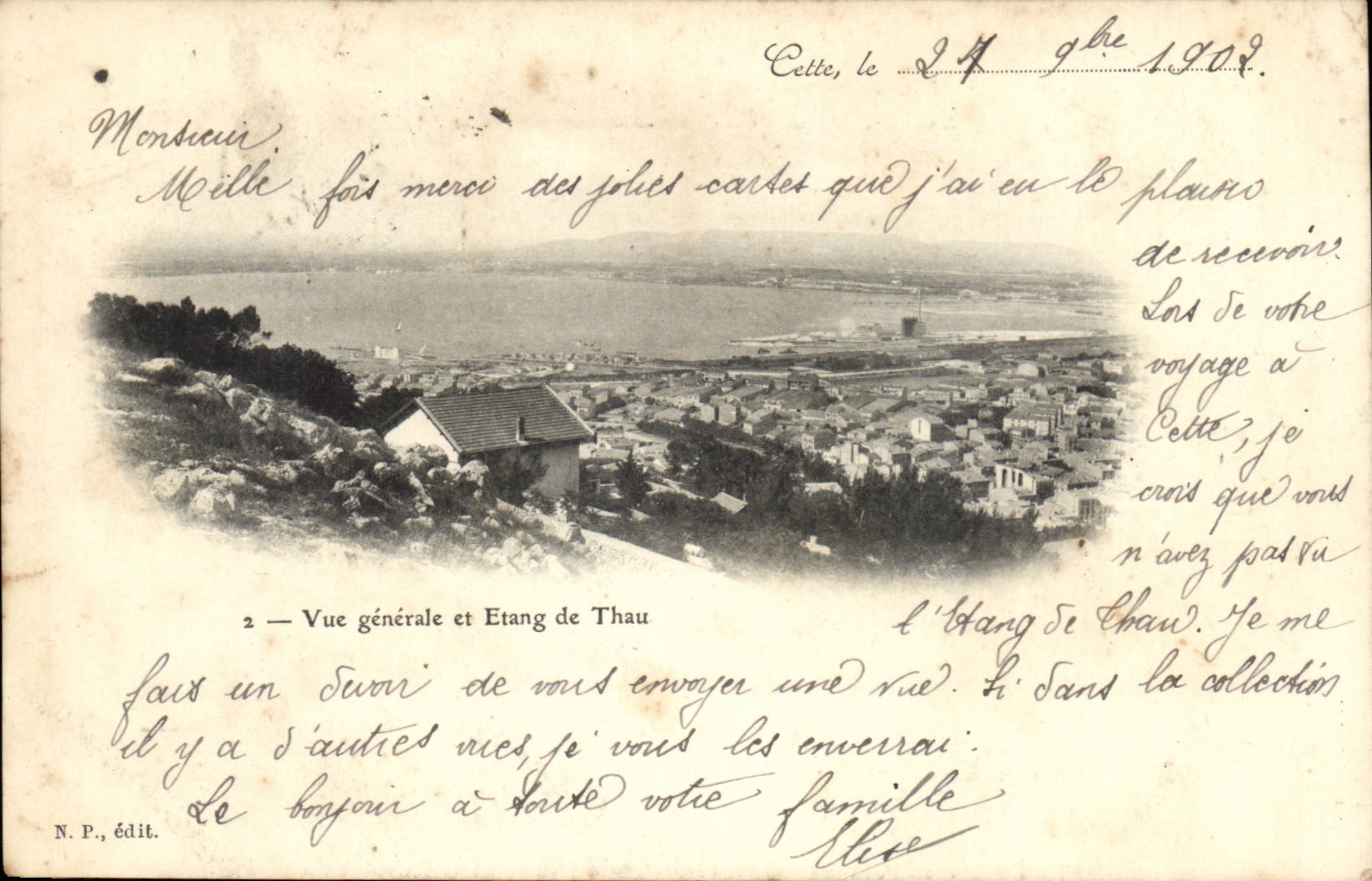 Cette Sete CPA Vue generale et etang de Thau
