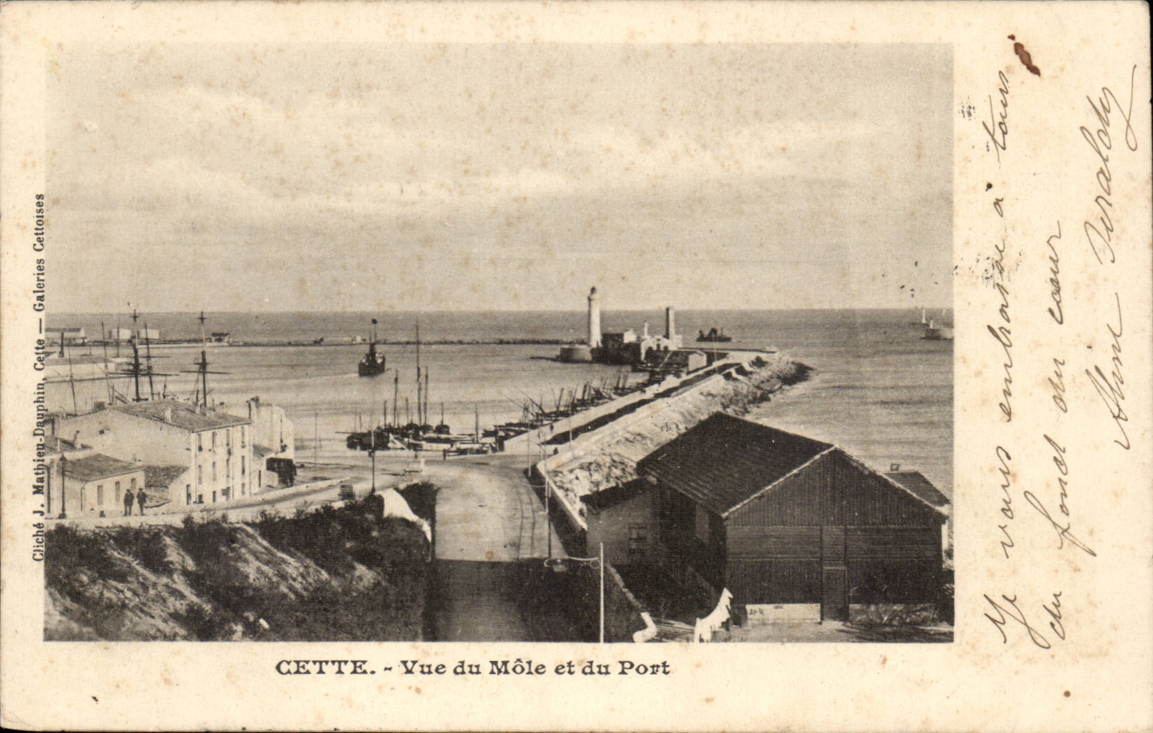 Sete Cette CPA Vue du Mole et le port
