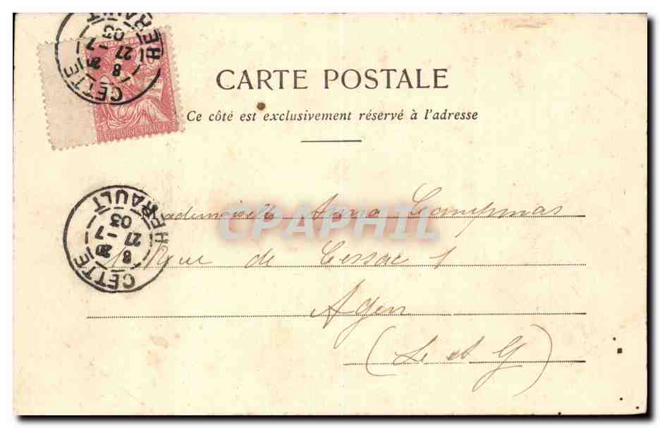 Sete Cette CPA Vue du Mole et le port — Rückseite