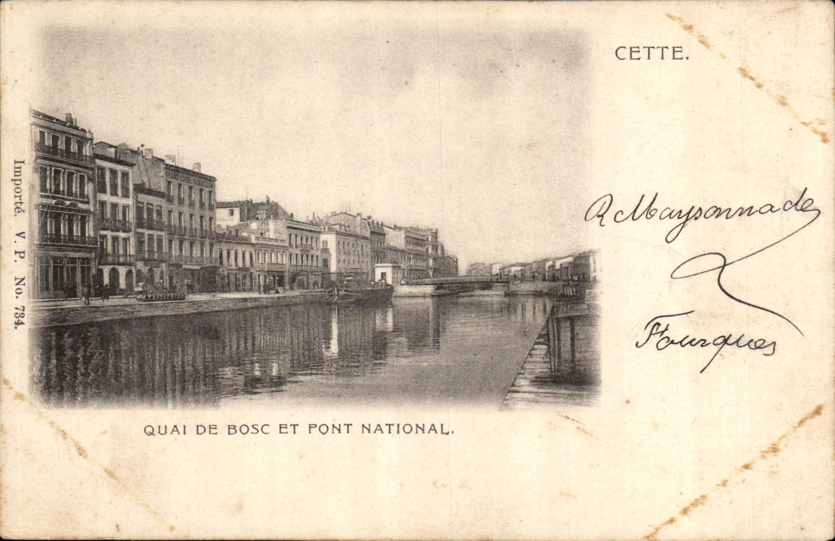 Cete Sete CPA Quai de Bosc et Pont national
