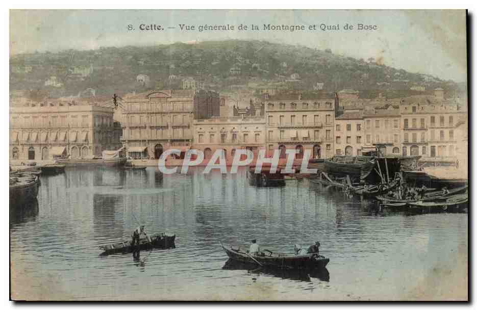 Cete Sete CPA Vue generale de la montagne et quai du Bosc