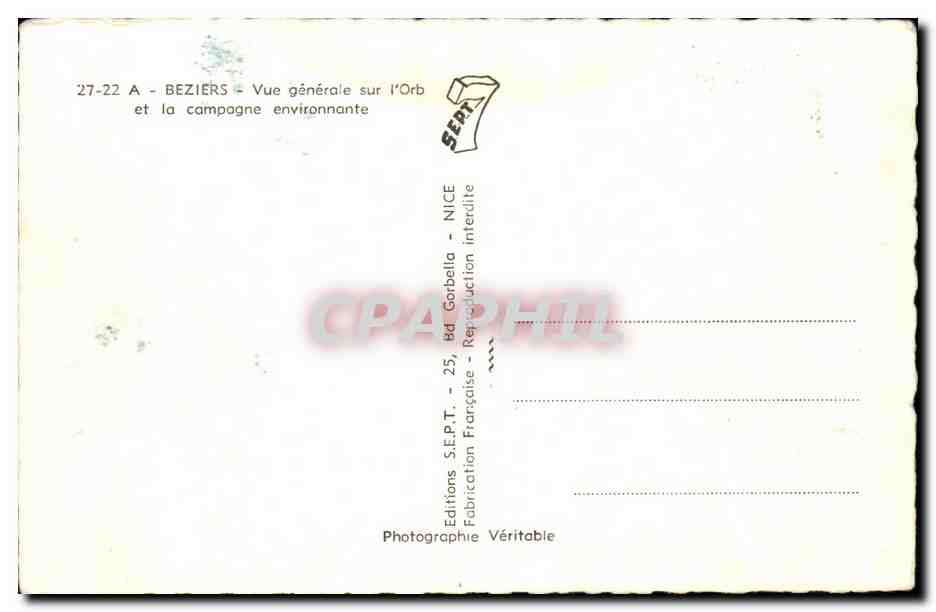 Vue générale sur l'Orb et la campagne environnante — Beziers — Éditions S.E.P.T. - 27-22 A — Reverso